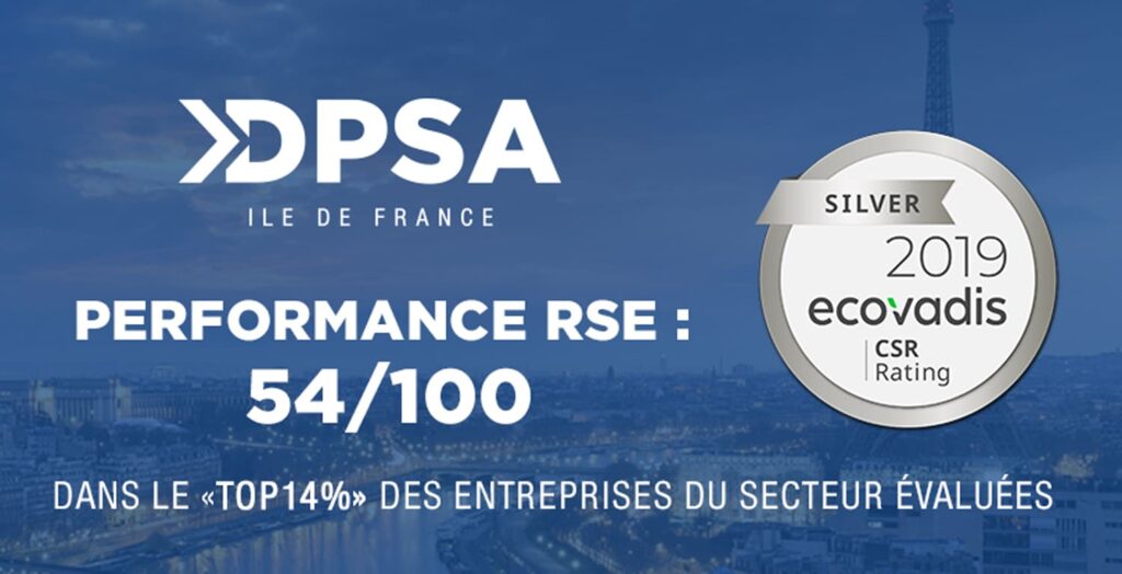 DPSA Île-de-France reçoit la médaille d’argent ECOVADIS 2019 pour sa performance RSE
